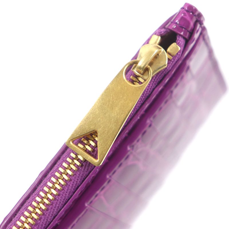 Bottega Veneta Cassette Long Zipper Card Case Maxi Intrecciato Croc Shape — view 7