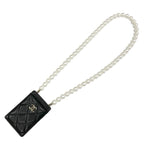 Chanel Card Case Holder Pass Black Gold Coco Mark Quilted Pearl — view 2
