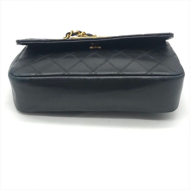 Chanel Big CC Logo Bicolor Push Lock Mini Quilted Chain Shoulder Bag Black — view 4