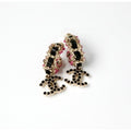 Chanel Earrings Gold Black Pink Coco Mark Hoop