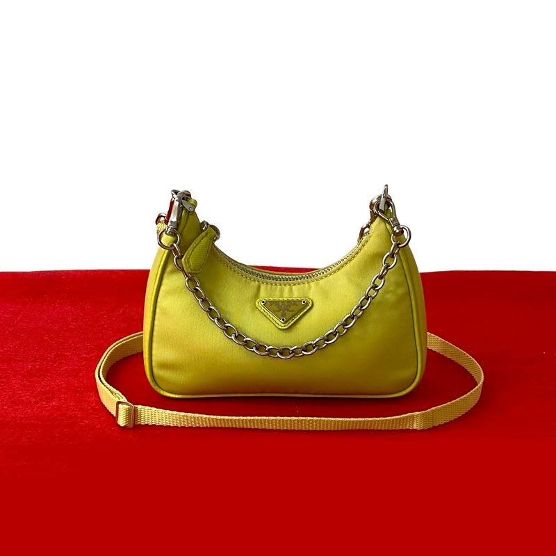 Prada Triangle Logo Hardware Nylon 2-Way Chain Mini Shoulder Bag