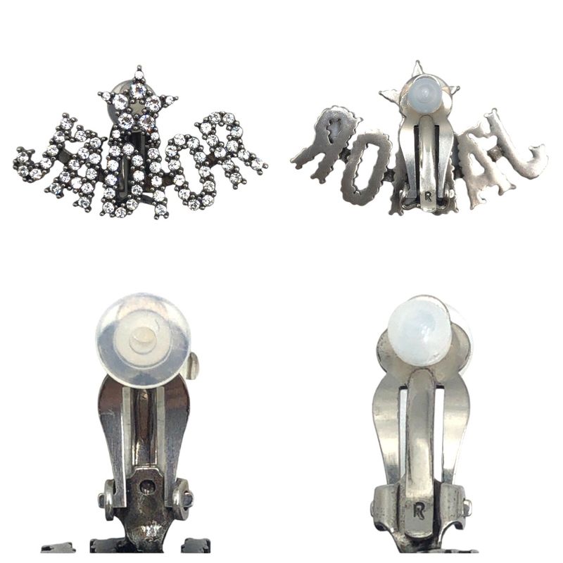 Dior J'A Bee Rhinestone Silver Metal Earrings — view 5