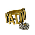 Dior J'adior Ring Heart Crystal Logo Gold Plated