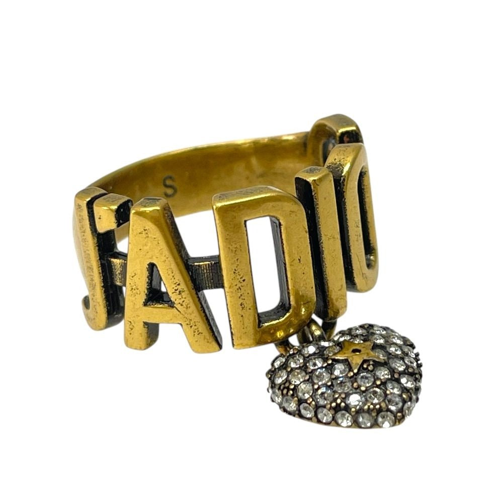 Dior J'adior Ring Heart Crystal Logo Gold Plated