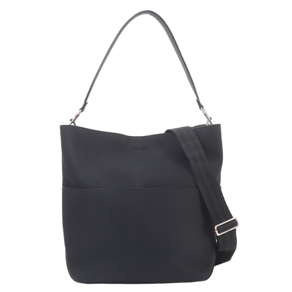 Dior Vertical Hobo 2-Way Tote Shoulder Bag Leather Black