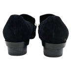 Hermes Loafers Leather Shoes Suede Black Silver Round Studs Flat — view 5