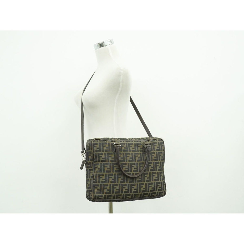 Fendi Zucca 2-Way Business Shoulder Bag Canvas Brown — view 6