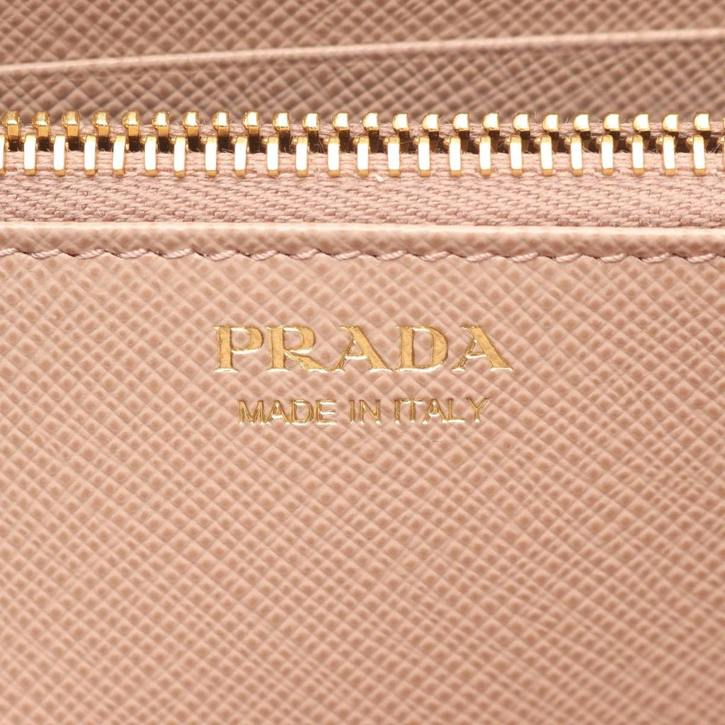 Prada Round Wallet Saffiano Triang Pink Leather — view 4