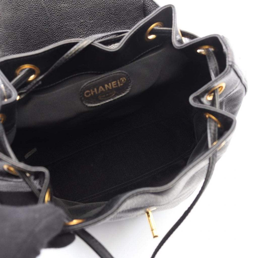 Chanel Backpack Triple CC Logo Black Caviar Leather — view 3
