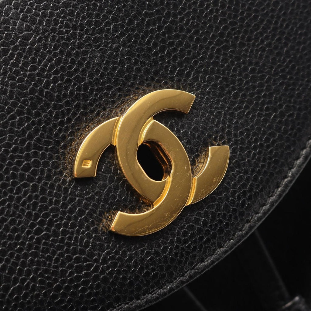 Chanel Backpack Triple CC Logo Black Caviar Leather — view 8