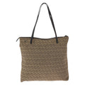 Fendi Zucca Brown Gunmetal Canvas Leather Tote Shoulder Bag