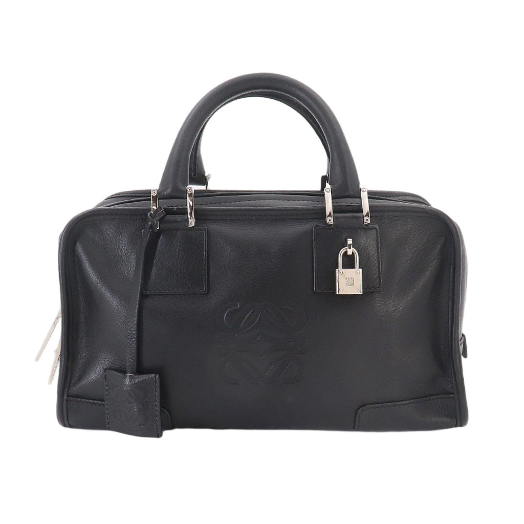 Loewe Amazona 28 Hand Bag Leather Black Silver