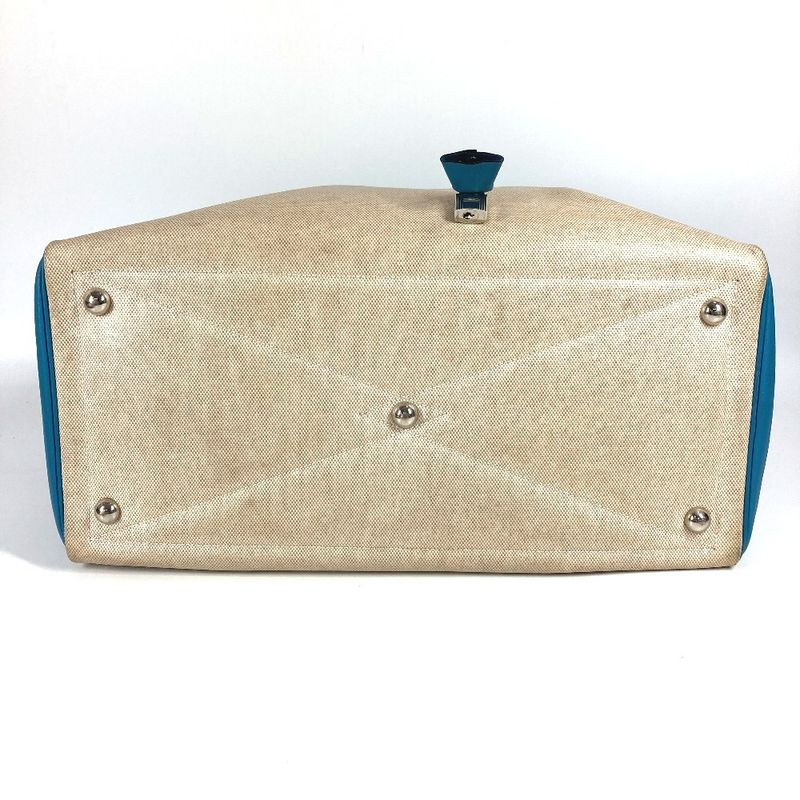 Hermes Boston Bag Victoria 43 Toile Ash Blue Jean — view 5