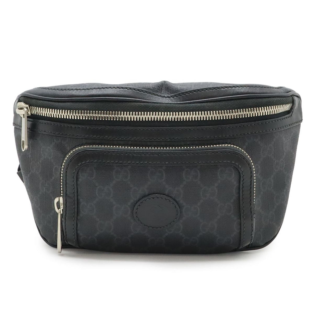 Gucci GG Supreme Large Waist Bag Leather Black Dark Gray