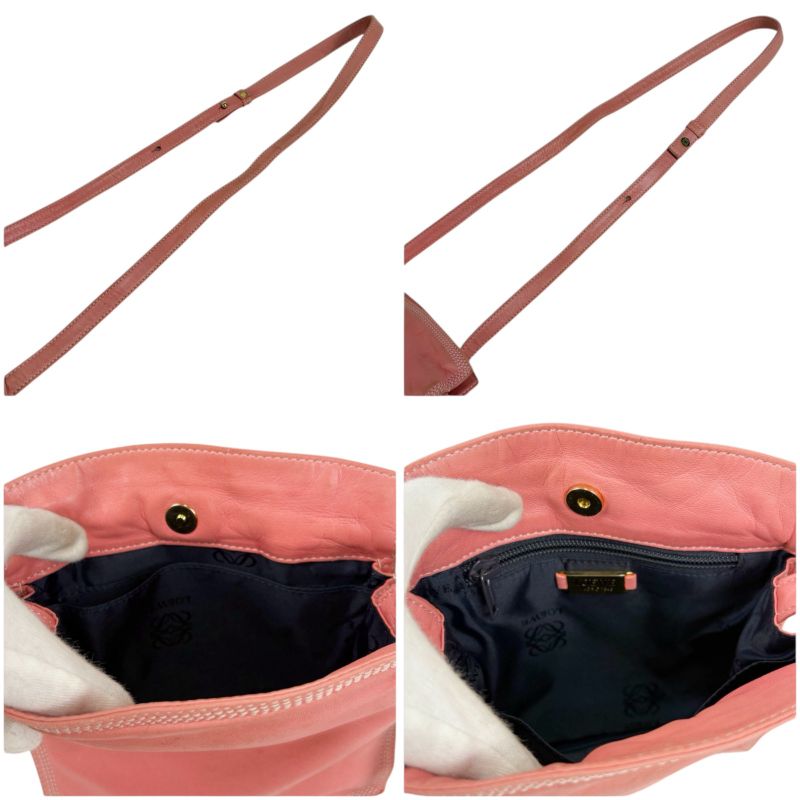 Loewe Mini Shoulder Bag Drawstring Shape Flamenco Pink Nappa Leather Anagram — view 8