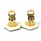 Chanel Earrings Camellia Coco Mark White Black Gold Plated GP 03 P Accessory — view 4