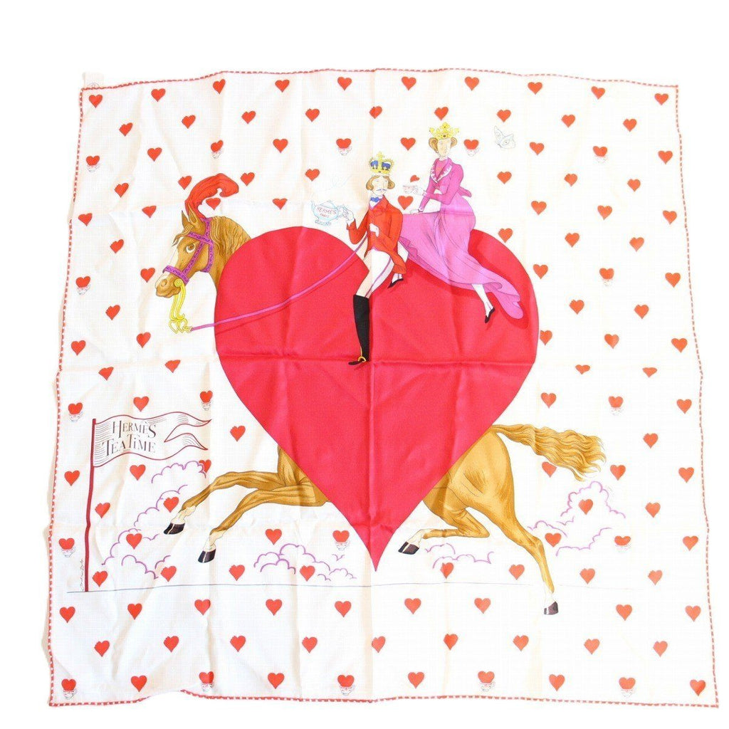 Hermes Carre 70 Scarf Tea Time Silk White
