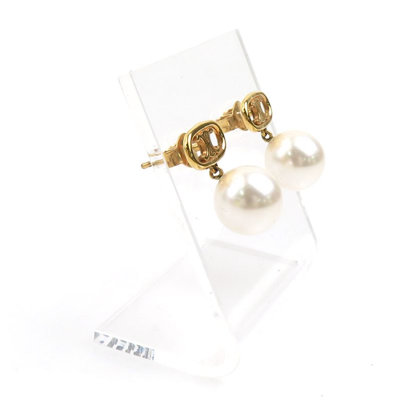 Celine Vintage-Style Gold-Tone and Pearl Earrings — view 3