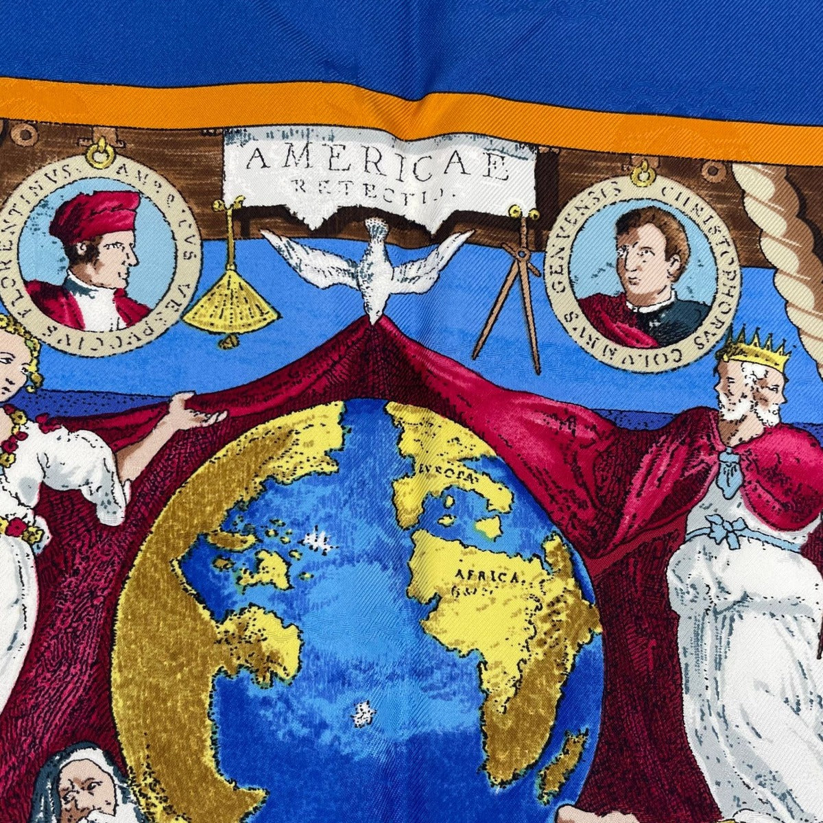 Hermes Scarf Silk Carre 90 Christophe Colomb Decouvre L'amerique 12 Octobre — view 6