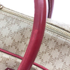 Celine Vintage Macadam Leather Boston Bag 2-Way 14 Beige Red — view 8