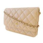 Chanel Classic Chain Wallet Quilted Long In Calf And Caviar Leather Beige — view 2
