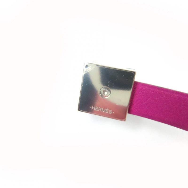 Hermes Medor Infini Dubretour Bracelet Leather Silver Hardware Bangle Purple T3 — view 8