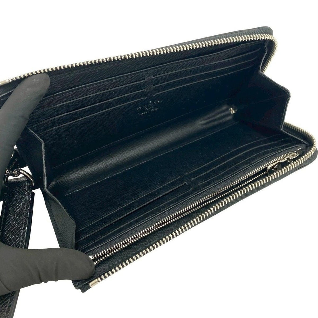 Louis Vuitton Zippy Dragonne Taiga Leather Zipper Wallet Noir Black — view 7