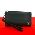 Louis Vuitton Zippy Dragonne Taiga Leather Zipper Wallet Noir Black