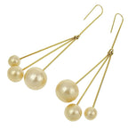Celine Current Tag Bijoux Triple Faux Pearl Drop Earrings Ear Cuff GP — view 3