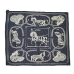 Hermes Carre 90 Grand Apparat Embroidered Pearl Beads Scarf Silk