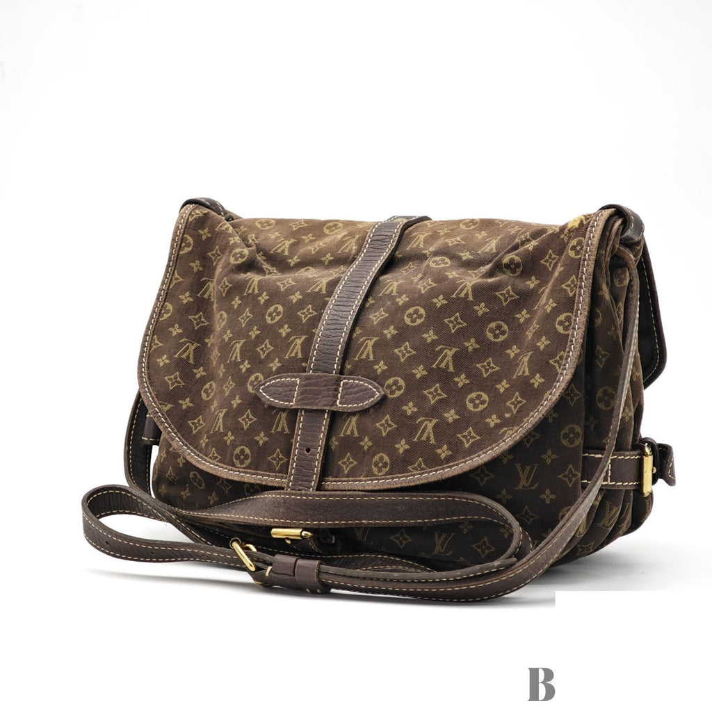 Louis Vuitton Monogram Mini Lin Saumur 30 Shoulder Bag Brown