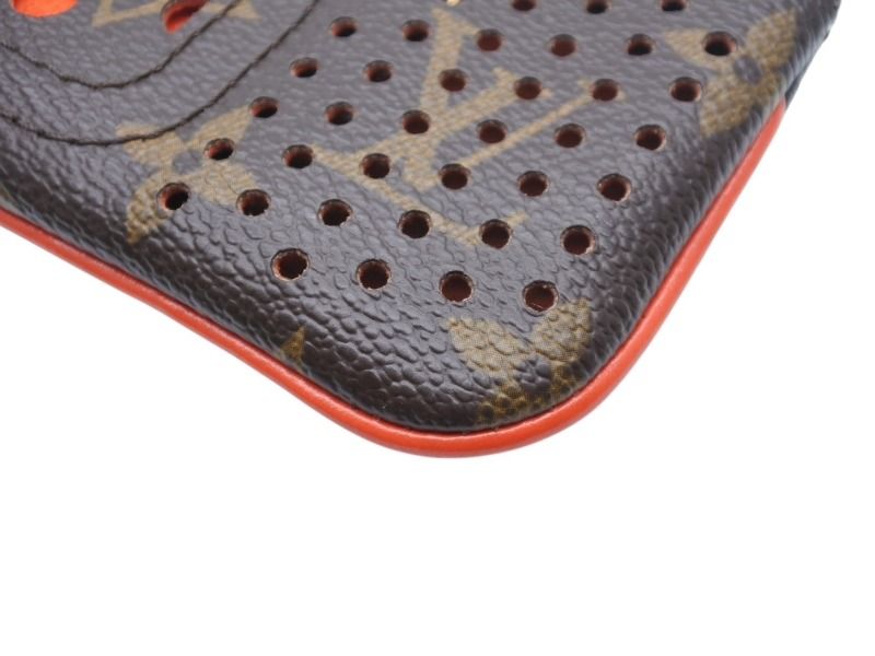 Louis Vuitton Pochette Cles Coin Purse Monogram Perfo Leather Orange — view 4