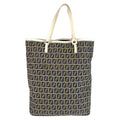 Fendi Zucchino Gray White Silver Canvas Leather Tote