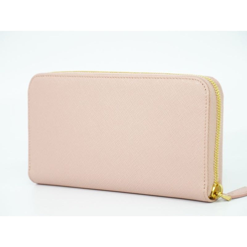 Prada Ribbon Round Zipper Long Wallet Leather Pink — view 2