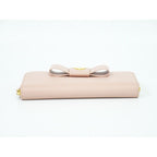 Prada Ribbon Round Zipper Long Wallet Leather Pink — view 3