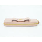 Prada Ribbon Round Zipper Long Wallet Leather Pink — view 4