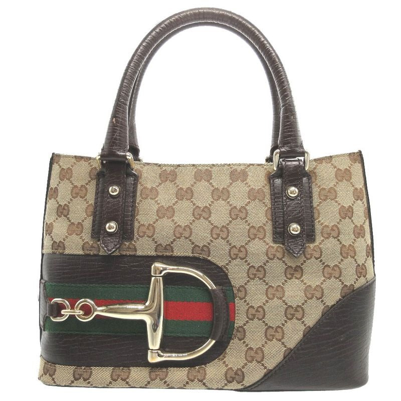 Gucci Sherry GG Canvas Leather Beige Brown Handbag 1789