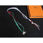 Hermes Tourbillon Necklace Pendant Silver Multicolor