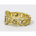 Dior CD Logo Rhinestone Ring S Gold Plated