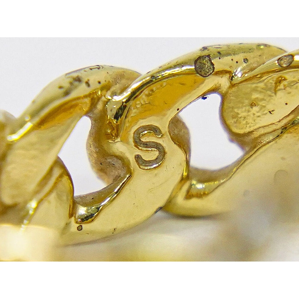 Dior CD Logo Rhinestone Ring S Gold Plated