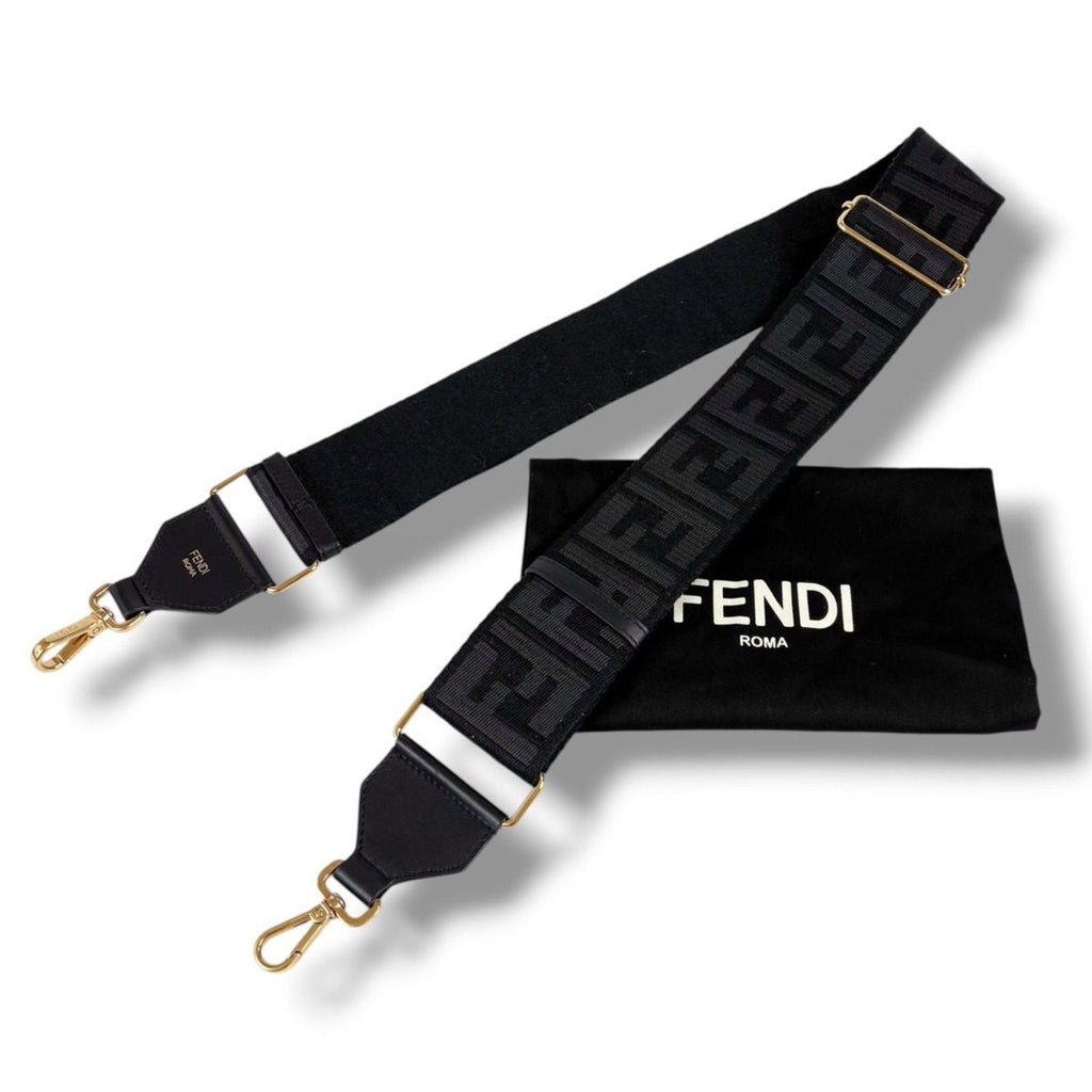 Fendi Shoulder Strap You FF Zucca FF Jacquard Webbing Black