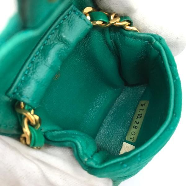Chanel Suede Mini Chain Shoulder Bag Green — view 9