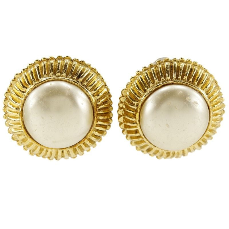 Chanel Vintage Gold Plated and Faux Pearl 29.8 g Earrings — view 2