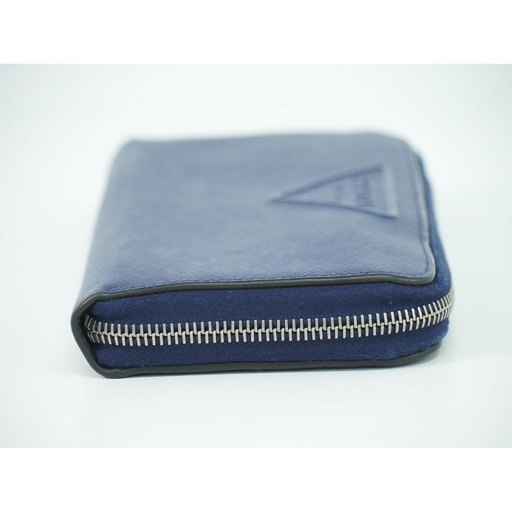 Prada Leather Zip Around Wallet Blue — view 4