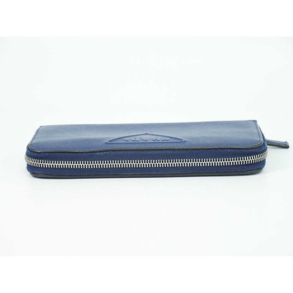 Prada Leather Zip Around Wallet Blue — view 5