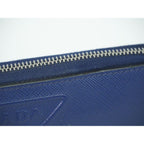 Prada Leather Zip Around Wallet Blue — view 7