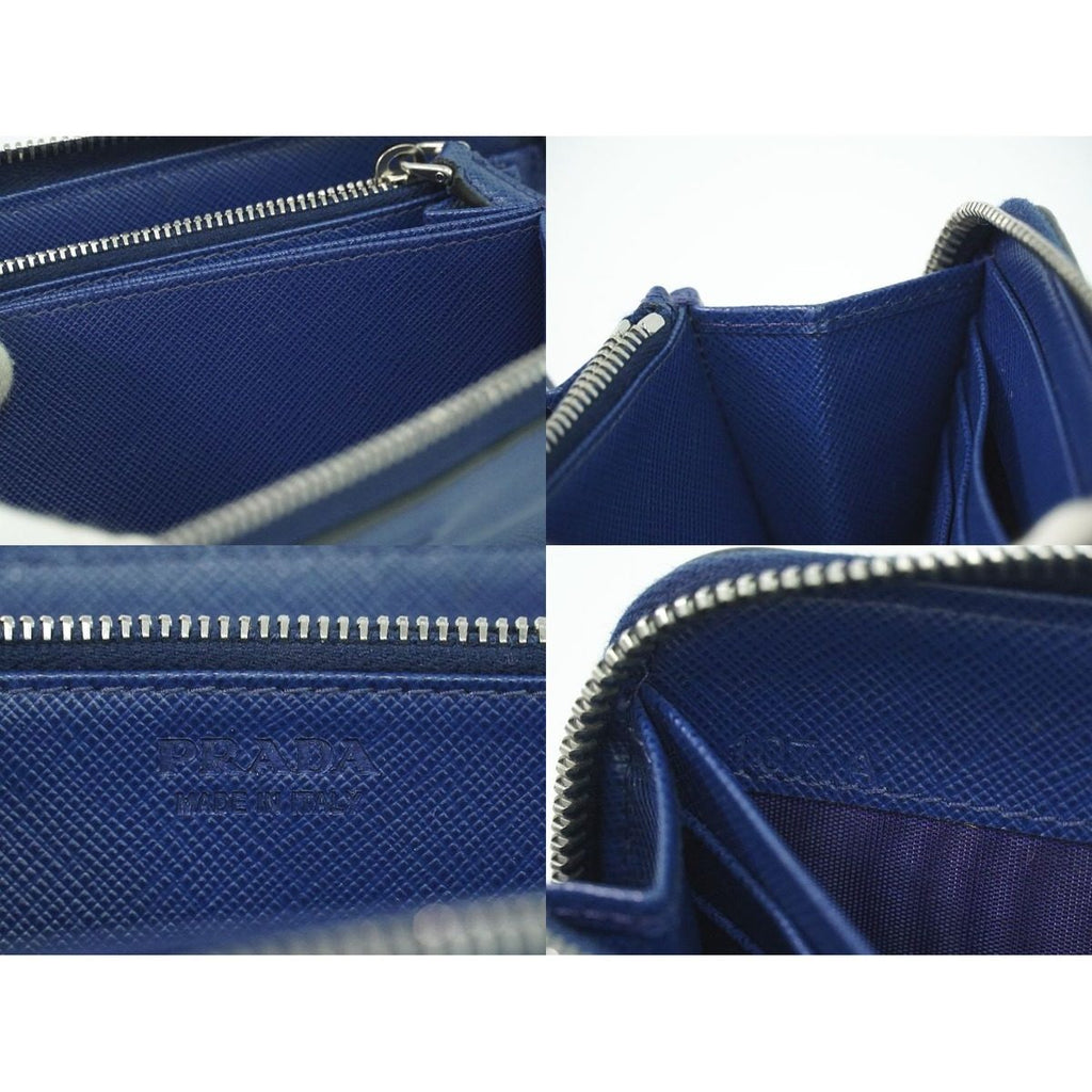 Prada Leather Zip Around Wallet Blue — view 9