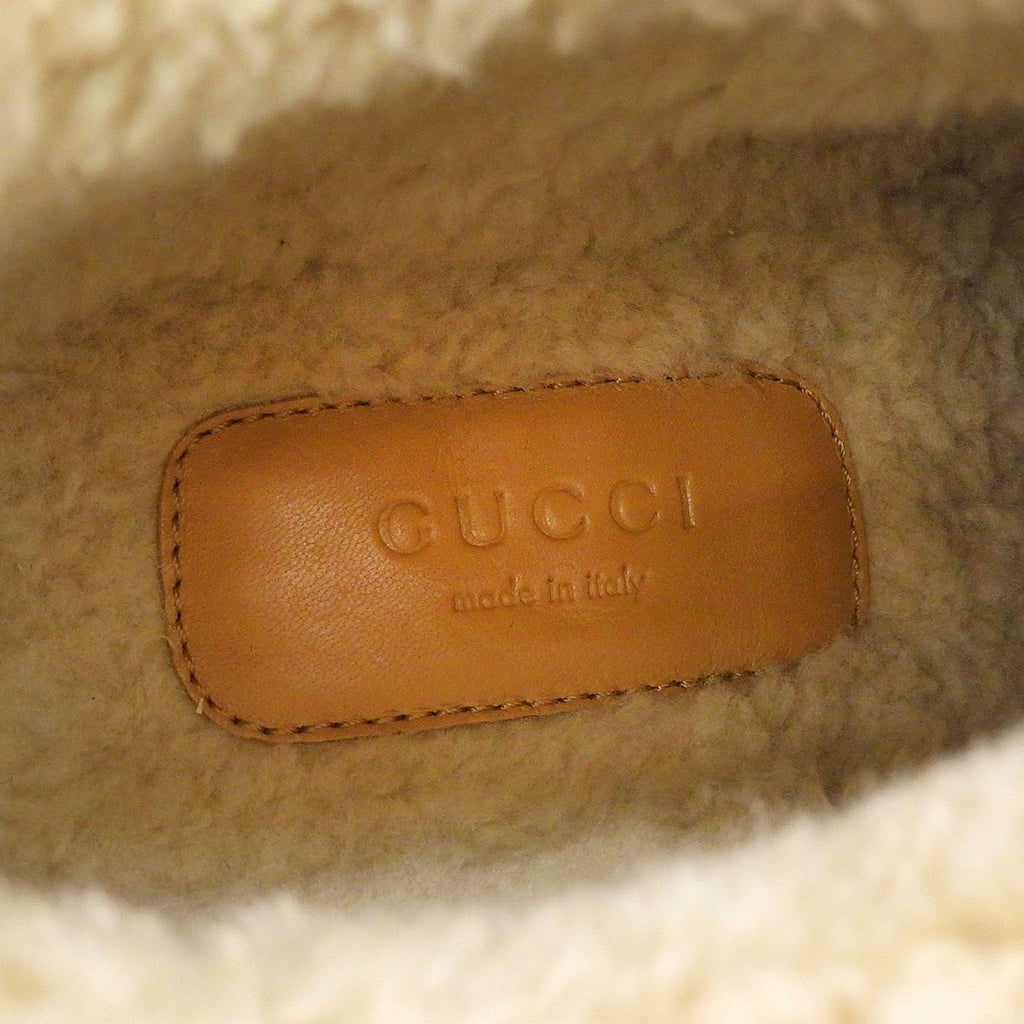 Gucci Interlocking Wool Lining Rubber Shearling Short Boots Khaki Green 38 — view 9