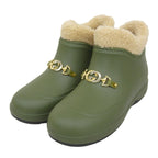 Gucci Interlocking Wool Lining Rubber Shearling Short Boots Khaki Green 38