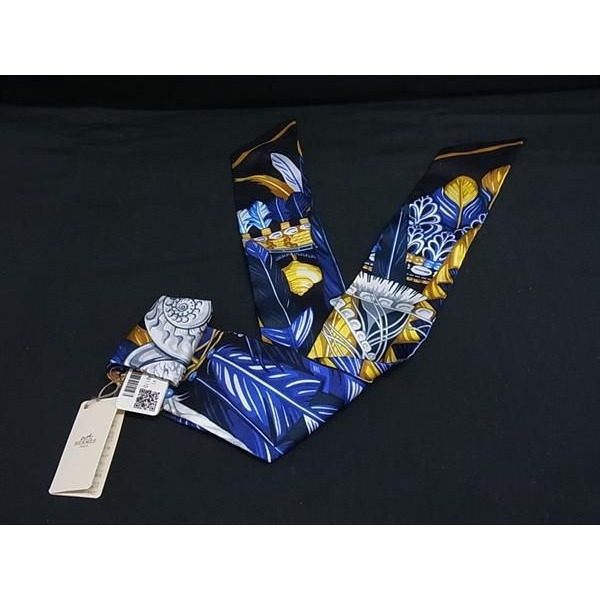 Hermes Danse Pacifique Twilly Silk Ribbon Scarf Blue — view 2